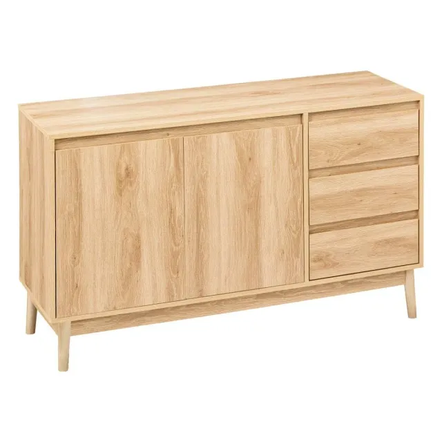 5 FIVE Abana buffet placard 3 tiroirs effet chêne naturel